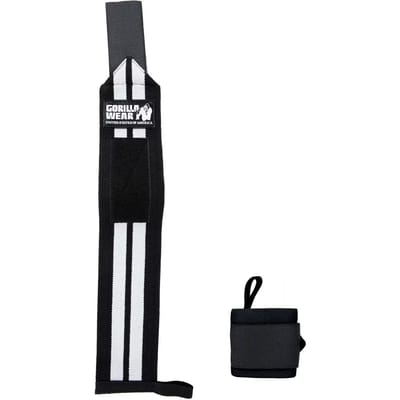 Gorilla Wear Wrist Wraps PRO - One Size - Fitness Handschoenen - Krachttraining - Crossfit Handschoenen - Zwart/Wit