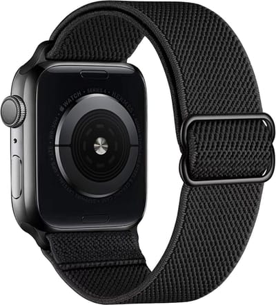 Horloge Band Geschikt voor Apple Watch 1-8 / SE (38/40/41 mm) Bandje Nylon Met Verstelbare Gesp - Zwart