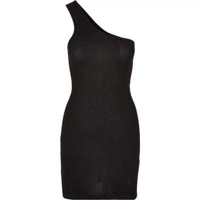 Urban Classics - Rib One Shoulder Korte jurk - XXL - Zwart