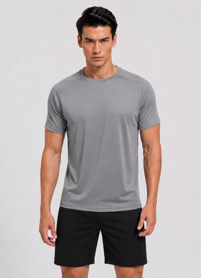 SparkNine Pulsegear sport t-shirt - heren - sneldrogend & ademend - S - grijs - lichtgewicht - ideaal voor trainen, rennen & fitness