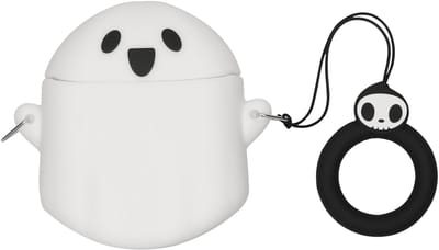 kwmobile Hoes geschikt voor Google Pixel Buds Pro 2 - Siliconen cover voor oordopjes in wit / zwart - Spookje design