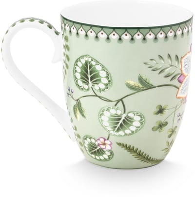 Pip Studio - mok - beker met oor - porselein - groen - lily & lotus green - combineren - 450 ml