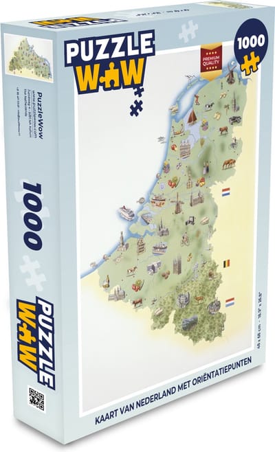Puzzel Kaart van Nederland met oriëntatiepunten - Legpuzzel - Puzzel 1000 stukjes volwassenen