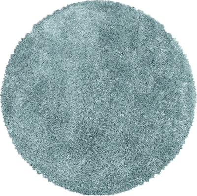 Flycarpets Luna Vloerkleed Rond - Blauw - Hoogpolig - 160 cm