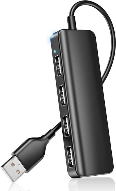 Daity USB-hub 4-poorts USB 2.0-splitterhub-extender voor laptop - flashdrive - console - printer - camera - toetsenbord - muis - meer 1 tot 4-aansluiting-extender voor opladen/gegevenssynchronisatie
