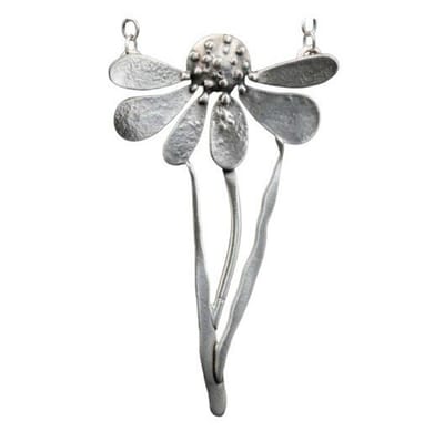 Zilveren Madelief of Margriet XL met Jasseron ketting 50 cm kettinghanger