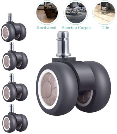 5 stuks - 2-inch dubbele wielen - 2-inch dubbele wielen met borgring - Stille wielen - Draaistoelwielen - Bureaustoelwielen - Gaming stoelwielen - TPR-materiaal