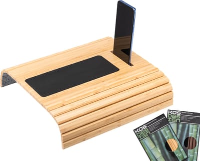 Kos Design Armleuning Organizer - Banktafel - Bank Organizer - Bank Dienblad - flexibel dienblad armleuning - Bamboe - Beschermende Coating - Zwart - Wit - Anti Slip