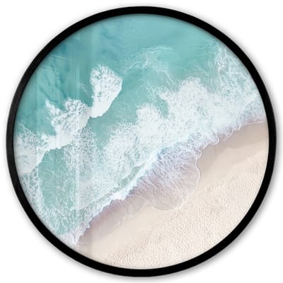 Poster in lijst Rond - Fotolijst 40x40 cm - Posters - Strand - Zee - Natuur - Zomer - Ronde posterlijst zwart - Decoratie - Wanddecoratie woonkamer - Muurdecoratie slaapkamer