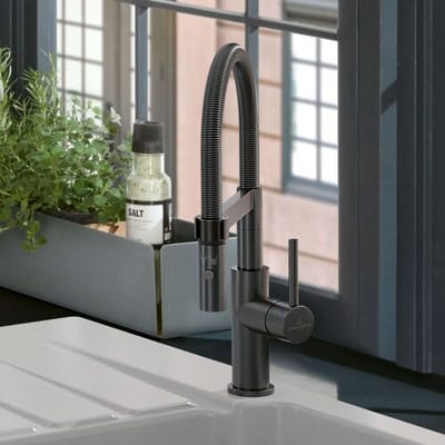 Villeroy & Boch Steel Expert Compact - Keukenkraan met flexibele uitloop en uittrekbare sproeikop, antraciet 92730005