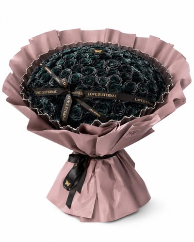 La Roselle Amsterdam - Rozen boeket rozenbox - 200 Zwarte geurende kunstbloemen