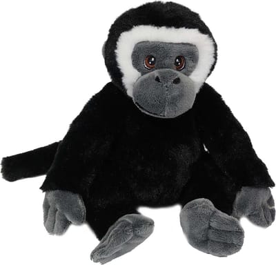 PIA Soft Toys - Pluche Knuffeldier Eco Knuffel Gibbon - zwart - zittend - 20 cm
