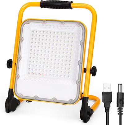 Aigostar LED Bouwlamp - 100W - Acculamp - 16000mAh - 2400 Lumen - IP65 spatwaterdicht - 6500K - Verstelbare werklamp met accu - Looplamp - werklamp