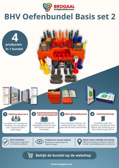 BHV Oefenbundel Basis set 2 - pakket voor BHV training - Met tabletop basis set 2, scenariokaarten, opdrachtkaarten en calamiteitenmap