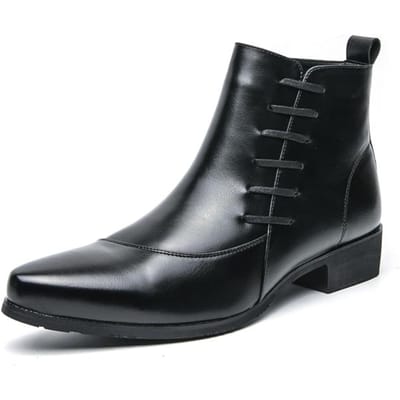 Britse retro rijlaarzen voor heren Hoge Chelsea leren schoenen voor heren Trendy pakleren laarzen voor heren Britse ridderlaarzen 38 black