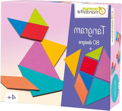 MY MANDARINE JE536C - Kindertangram 7 kartonnen stukjes + boekje met 80 modellen