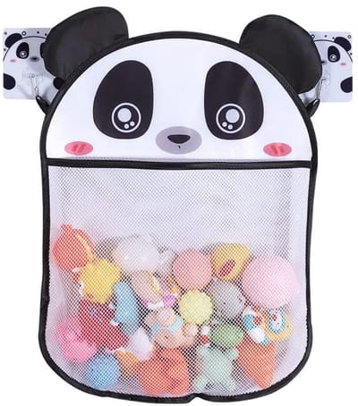 Dailygoods- Badspeelgoednet Panda - Badkamerspeelgoedhouder - Opbergen - Luchtdoorlatend - 2 Zuignappen - 45 x 35 cm - Speelgoedopbergnet