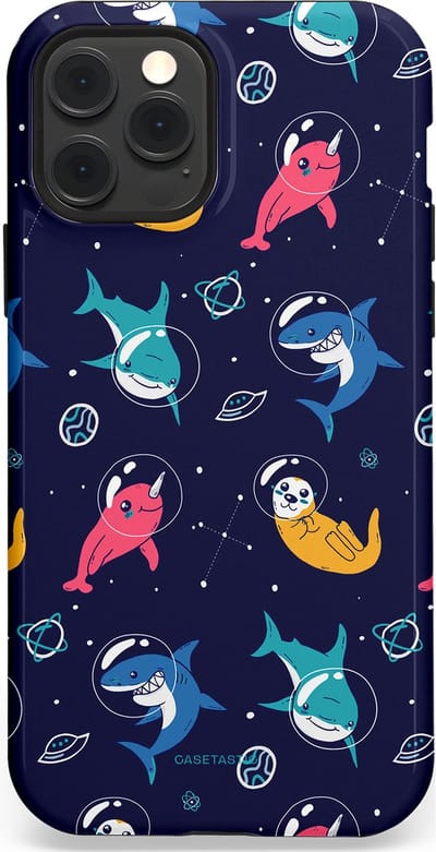 Casetastic Hoesje Geschikt voor Apple iPhone 12/12 Pro Magsafe - Stijlvolle Beschermende Duo-layer Case - Ruimte Oceaan Blauw