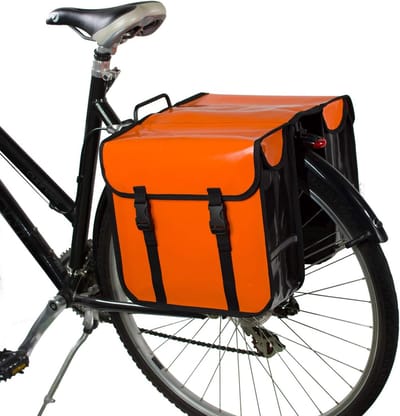 Dubbele Fietstassen - Waterdichte Tassen - Dagelijkse Boodschappen - Reflecterende Details - 26 Liter - Oranje
