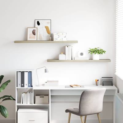 vidaXL - Wandschappen - zwevend - 2 - st - 120x23,5x3,8 - cm - MDF - eikenkleurig
