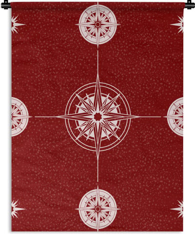 Wandkleed - Wanddoek - Kompas - Reizen - Patronen - 90x120 cm - Wandtapijt