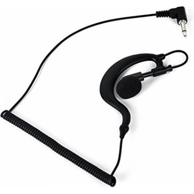 3,5 mm oorhaak headset voor walkie talkie, enkel oor radio oortje, enkel oortje met spiraalkabel zwart