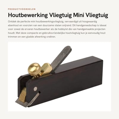 Dailygoods- Houtbewerkingsplane Hoogwaardige Staal - Mini Houtbewerkingsplane - Ebony Hout - Scherpe Snijkant - Duurzaam - Handgereedschap voor Houtbewerking - Mini Houtplane