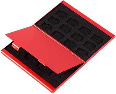 Geheugenkaart Opbergdoos - SD Kaarthouder - Veilig Opbergen - Dubbellaags Ontwerp - 8x5x2cm - Rood