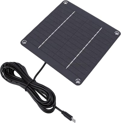 Zonnepaneel Beveiligingscamera - Zonnelader Buiten - Apparaten Opladen - Type C Connectie - 4W 12V - Zwart