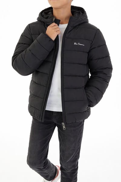 Ben Sherman Jongens Pufferjas Zwart 9/10 Jaar maat 134