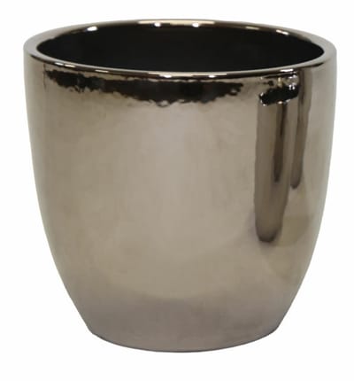 Mega Collections Bloempot Emperor Bullet - rond - zilver - D29 x H30 cm - glans