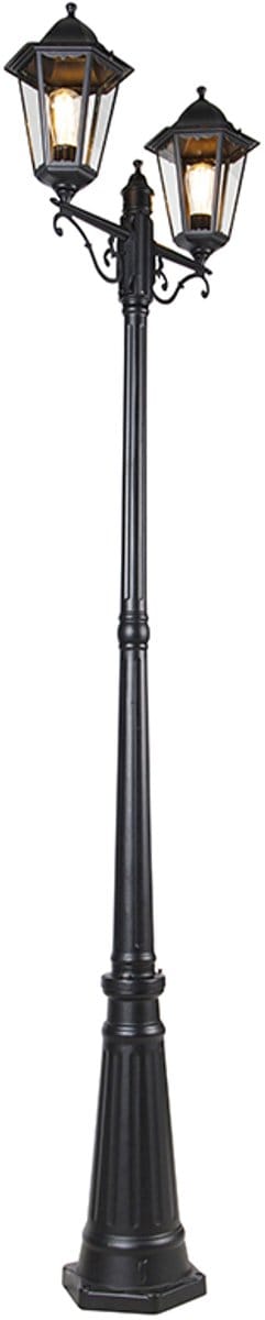 QAZQA havana - Klassieke Lantaarn - 2 lichts - H 220 cm - Zwart - Buitenverlichting