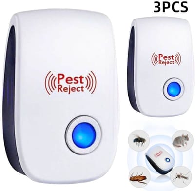 3 stuks - Rattenverdelger - Muggenverdelger - Ultrasone rattenverdelger - Verdrijft insecten - Geschikt voor het verdrijven van muggen, ratten, kakkerlakken en ander ongedierte - Wit - 6*3*9 cm