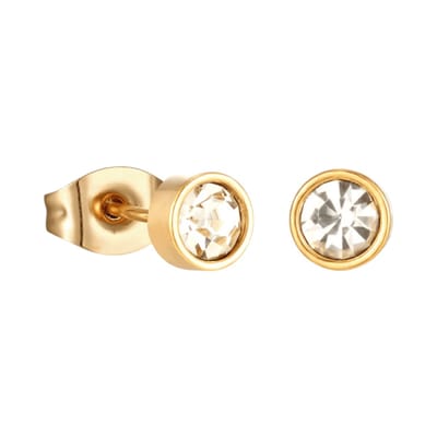 Aramat Jewels | Oorbellen | Goudkleurige Stalen Kristallen Oorbellen 5mm | | | |5mm | Staal | Kinderen, Volwassenen | Verkleurd niet
