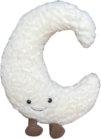 KimDo - Lachende Maan kussen - 40 cm - Wit - Babykamer Decoratie - Kraamcadeau - Knuffel