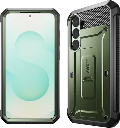SUPCASE Unicorn Beetle Pro Hoesje Geschikt voor Samsung Galaxy S25 - Stofdichte Case met Ingebouwde Screenprotector - Full Protect valbescherming - Met Holster en Kickstand Groen