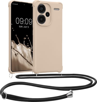 kwmobile telefoonhoesjegeschikt voor Xiaomi Redmi Note 13 Pro+ 5G / Redmi Note 13 Pro Plus 5G - Hoesje van siliconen met telefoonkoord - In crème