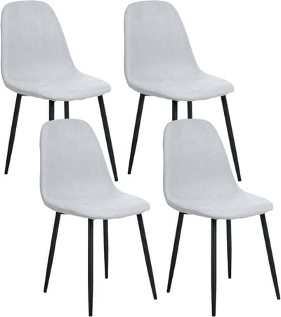 CRANDALL - Eetkamerstoel set van 4 - Lichtgrijs - Polyester