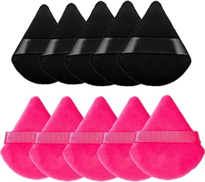 Powder Puff - Make-up Sponsje - Beauty Blender - Poederspons - Powder Puff Driehoek - 10 stuks - Roze en Zwart