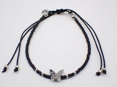 Colure® armband Miyuki glanzendzwart met symbool Vlinder