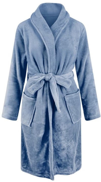 Unisex badjas fleece - sjaalkraag - denimblauw - badjas heren - badjas dames - maat L/XL