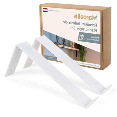 Draagarm Planksteun - Plankdrager Metaal - Wandmontage Plank - Industriële Uitstraling - 30 cm - Mat Wit