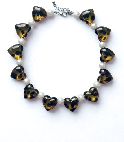 Ketting - colour stone necklace - bruine statement ketting met ronde kralen - ketting - statement ketting - bruine ketting - bubble grote kralen ketting - brown necklace - necklace - lange ketting - kralen ketting - schakelketting