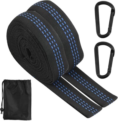 Cosensi - Hammock Houders - Hammock Straps - Geschikt voor Outdoor Camping - Blauw en Zwart - Draagvermogen tot 400 kg - Inclusief Riemen en Tas