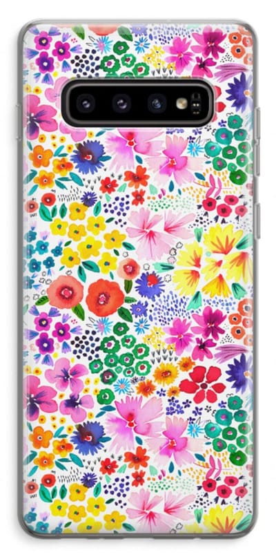 Case Company® - Hoesje geschikt voor Samsung Galaxy S10 Plus hoesje - Little Flowers - Soft Cover Telefoonhoesje - Bescherming aan alle Kanten en Schermrand