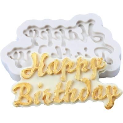 Gefeliciteerd met je verjaardag Vorm Decoratiegereedschap DIY Siliconen Taartvorm voor Bakken Fondant Cupcake 01# white