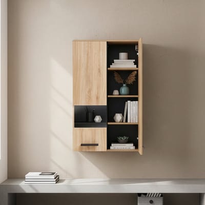 Hangkast Noppen wandkast 98x60x35 cm eikenkleurig [en.casa]