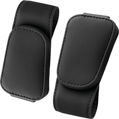 Famanu – Zonnebrilhouder voor autozonneklep, set van 2 magnetische brillenclips, zwart