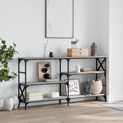 vidaXL - Wandtafel - 150x29x76,5 - cm - bewerkt - hout - grijs - sonoma - eikenkleurig