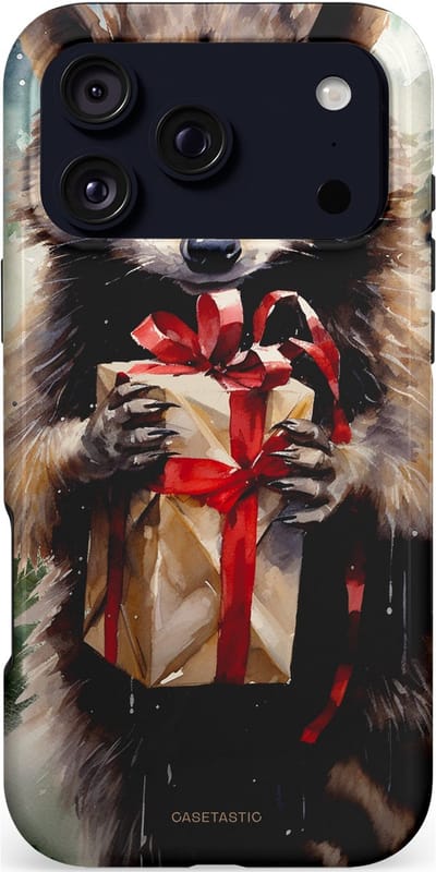 Casetastic hoesje geschikt voor Apple iPhone 17 Pro Max - MagSafe - Dubbellaagse bescherming - Winter Wasbeer Presentje - Fashion Case - Zwart Grijs Taupe